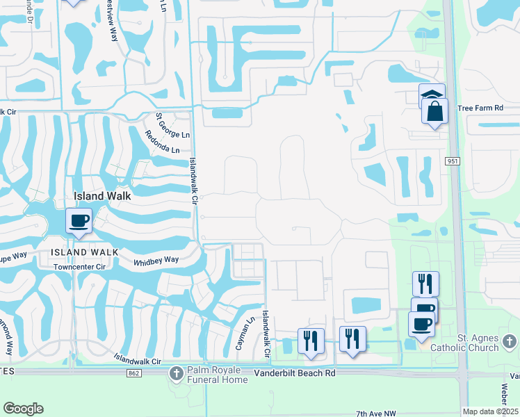 map of restaurants, bars, coffee shops, grocery stores, and more near 4343 Raffia Palm Circle in Naples