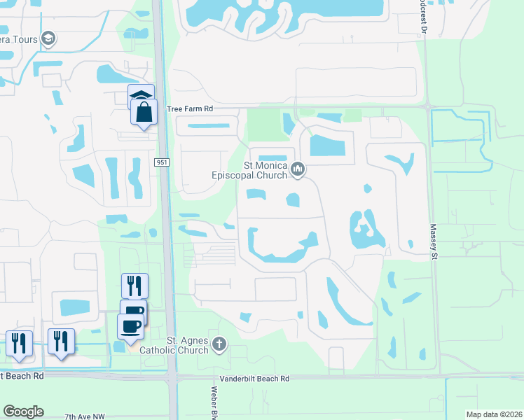 map of restaurants, bars, coffee shops, grocery stores, and more near 8210 Danbury Boulevard in Naples