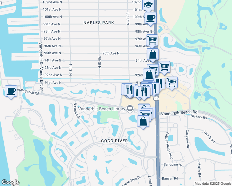 map of restaurants, bars, coffee shops, grocery stores, and more near 786 Reef Point Cir in Naples