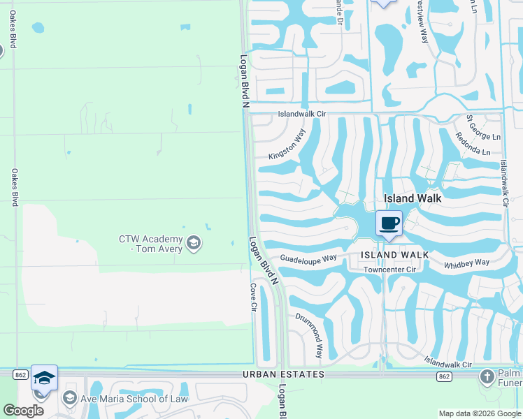 map of restaurants, bars, coffee shops, grocery stores, and more near 5100 Inagua Way in Naples