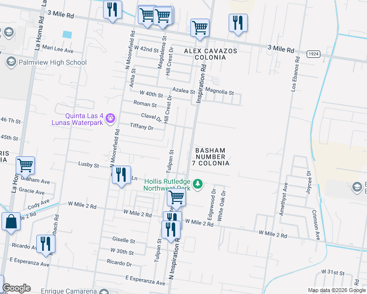 map of restaurants, bars, coffee shops, grocery stores, and more near 3702 Crisantema Street in Mission