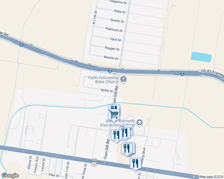 map of restaurants, bars, coffee shops, grocery stores, and more near 1504 Ignite Street in Penitas