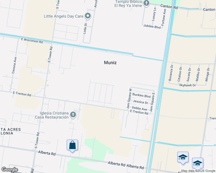 map of restaurants, bars, coffee shops, grocery stores, and more near 3917 Jam Square in Edinburg
