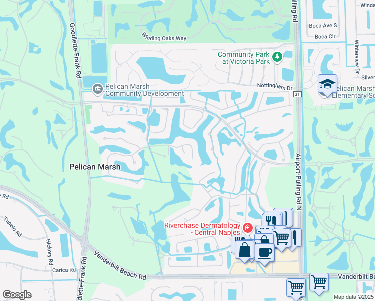 map of restaurants, bars, coffee shops, grocery stores, and more near 1845 Les Chateaux Boulevard in Naples