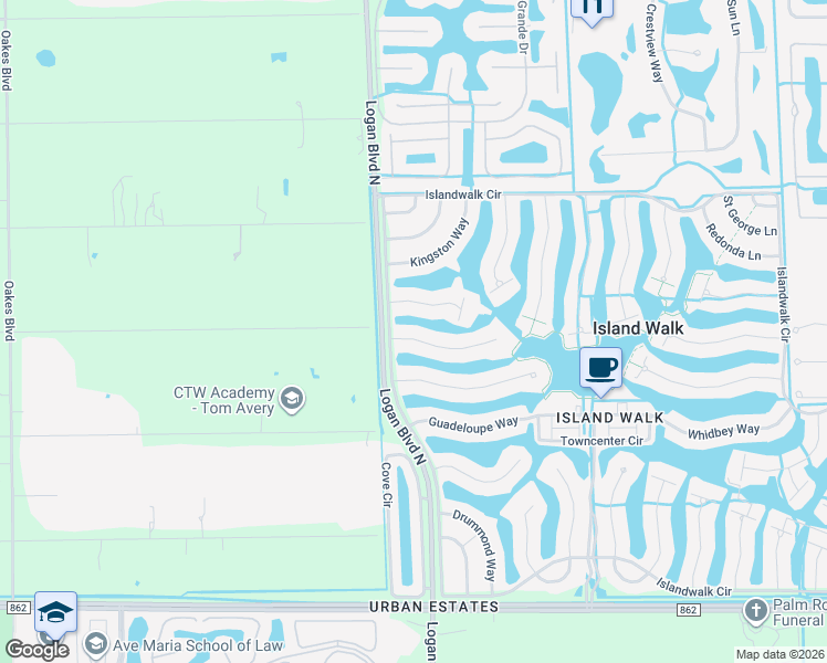 map of restaurants, bars, coffee shops, grocery stores, and more near 5124 Inagua Way in Naples