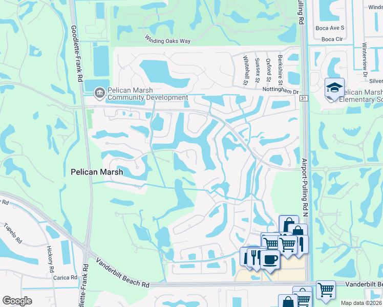 map of restaurants, bars, coffee shops, grocery stores, and more near 1870 Les Chateaux Boulevard in Naples