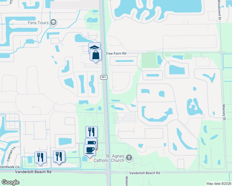 map of restaurants, bars, coffee shops, grocery stores, and more near 14600 Collier Boulevard in Naples