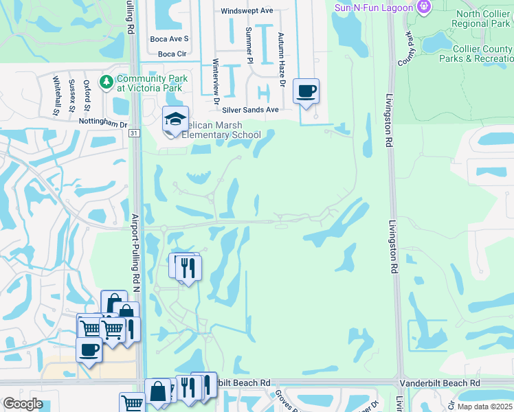 map of restaurants, bars, coffee shops, grocery stores, and more near 2635 Tiburon Boulevard East in Naples
