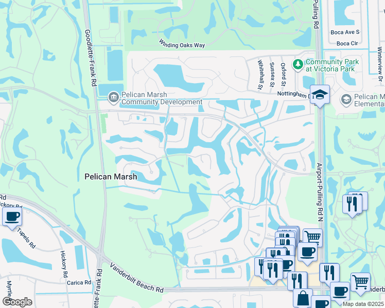 map of restaurants, bars, coffee shops, grocery stores, and more near 1835 Les Chateaux Boulevard in Naples