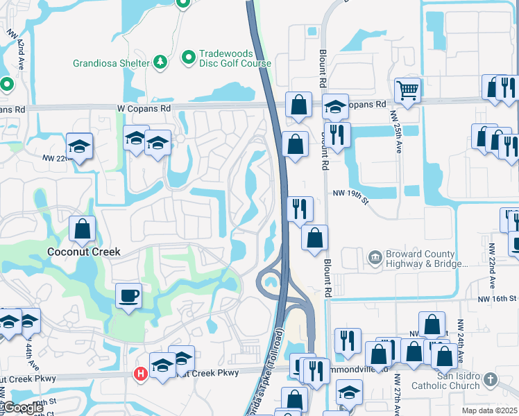 map of restaurants, bars, coffee shops, grocery stores, and more near 1704 Andros Isle in Coconut Creek