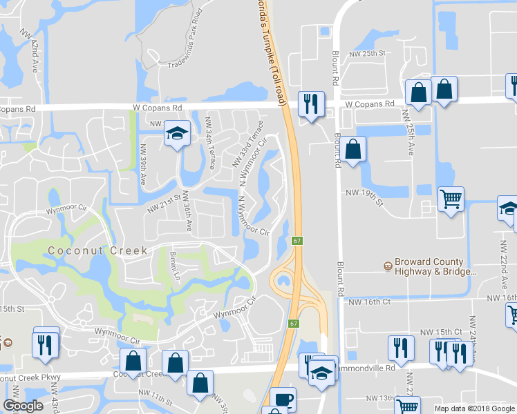 map of restaurants, bars, coffee shops, grocery stores, and more near 1805 Eleuthera Point in Coconut Creek