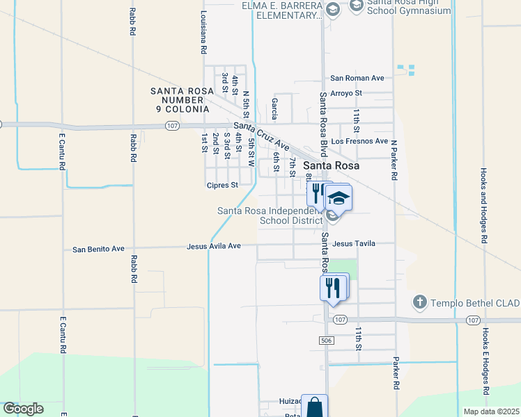 map of restaurants, bars, coffee shops, grocery stores, and more near 418 Jesus R Cruz in Santa Rosa