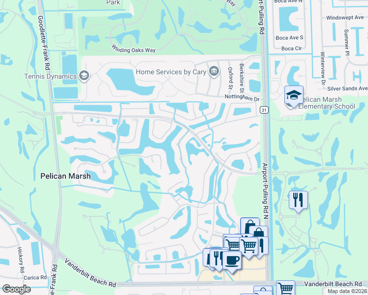 map of restaurants, bars, coffee shops, grocery stores, and more near 2444 Ravenna Boulevard in Naples
