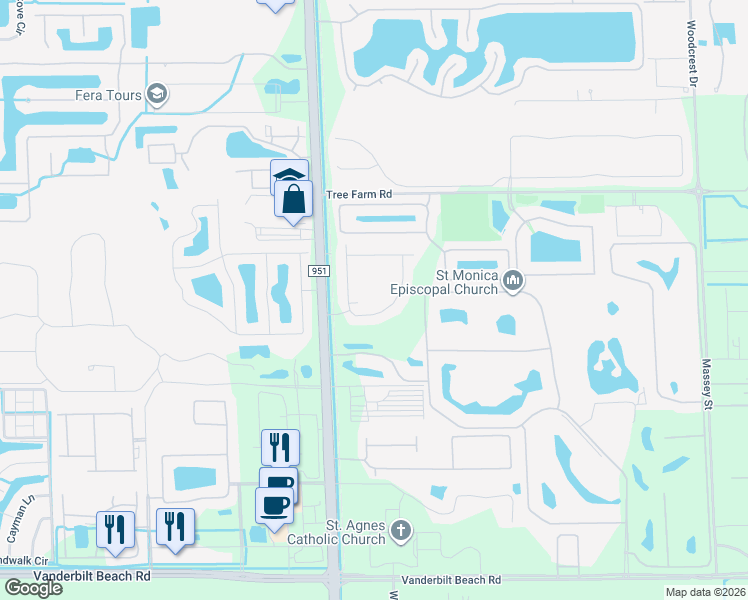 map of restaurants, bars, coffee shops, grocery stores, and more near 14600 Collier Boulevard in Naples