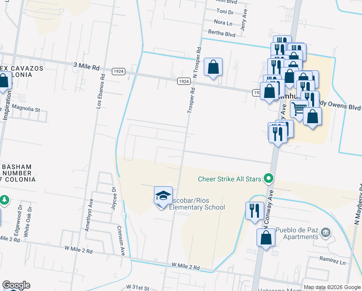 map of restaurants, bars, coffee shops, grocery stores, and more near 3905 North Trosper Road in Mission