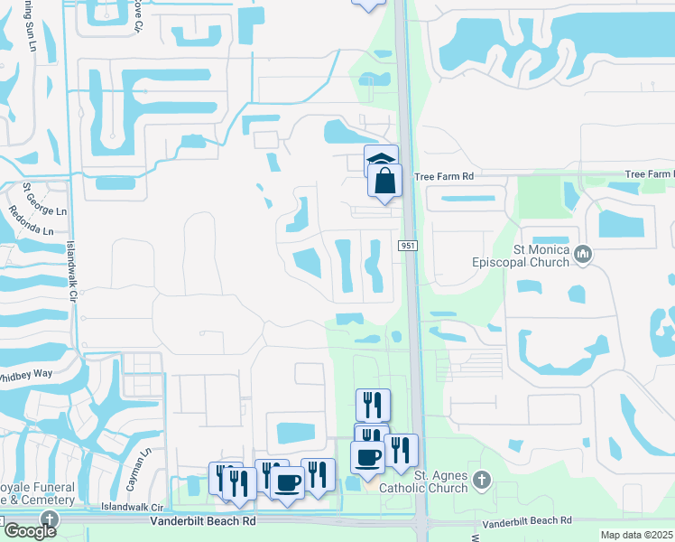 map of restaurants, bars, coffee shops, grocery stores, and more near 15634 Summit Place Circle in Naples