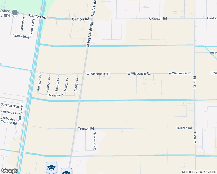 map of restaurants, bars, coffee shops, grocery stores, and more near 611 Wisconsin Rd in Donna