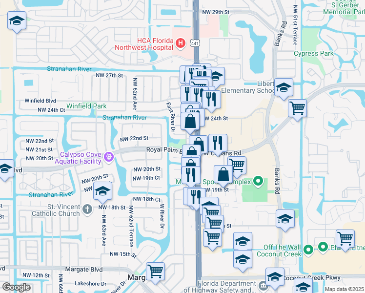 map of restaurants, bars, coffee shops, grocery stores, and more near in Margate