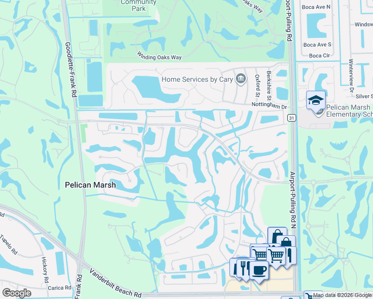 map of restaurants, bars, coffee shops, grocery stores, and more near 2300 Island Cove Circle in Naples