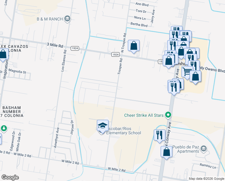 map of restaurants, bars, coffee shops, grocery stores, and more near 3905 North Trosper Road in Mission