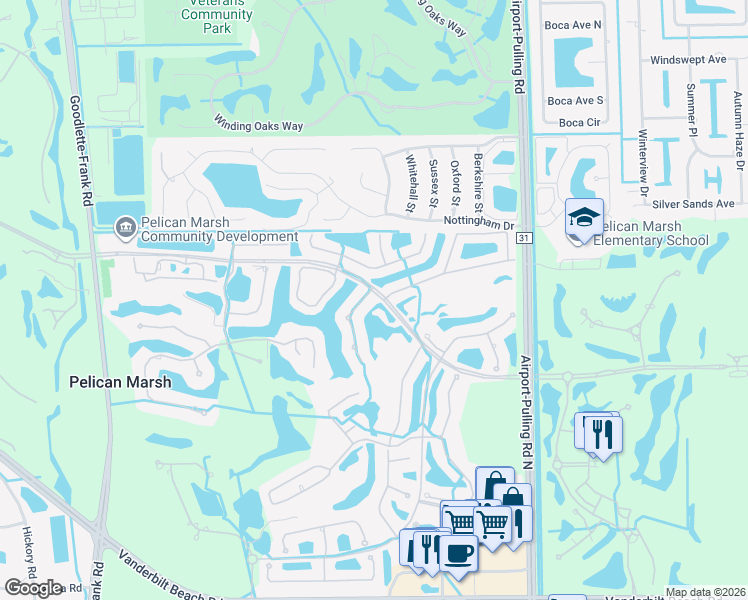 map of restaurants, bars, coffee shops, grocery stores, and more near 2110 Arielle Drive in Naples