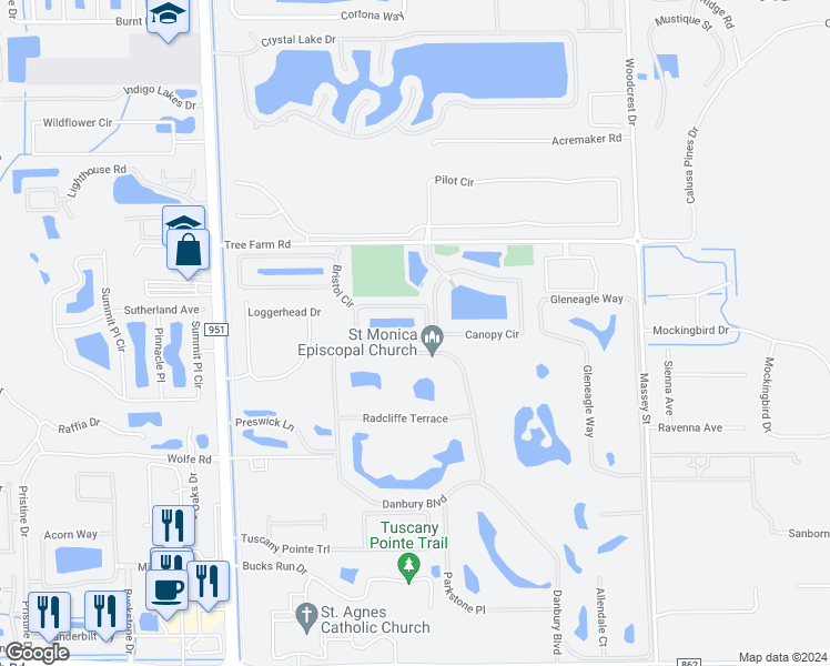 map of restaurants, bars, coffee shops, grocery stores, and more near 7826 Bristol Circle in Naples