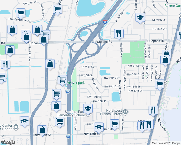 map of restaurants, bars, coffee shops, grocery stores, and more near 617 Northwest 20th Court in Pompano Beach