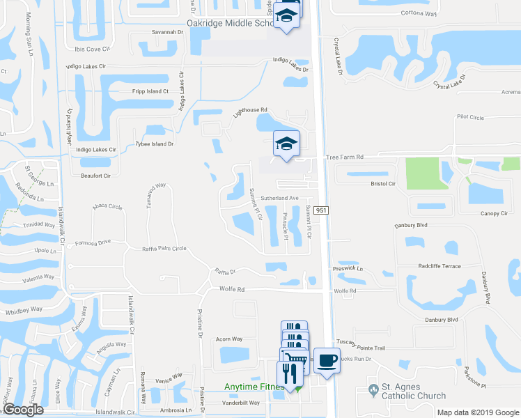 map of restaurants, bars, coffee shops, grocery stores, and more near 15578 Summit Place Circle in Naples