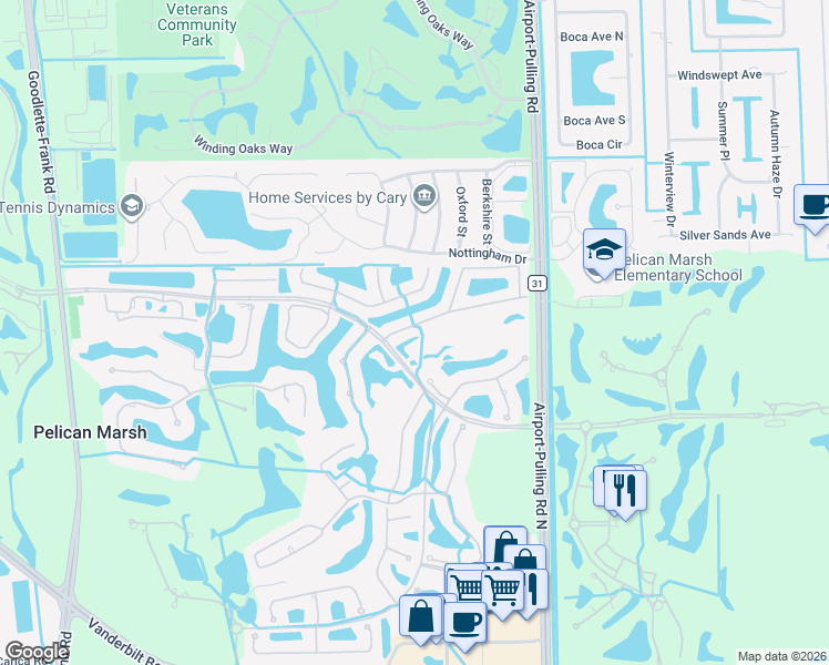 map of restaurants, bars, coffee shops, grocery stores, and more near 2125 Arielle Drive in Naples
