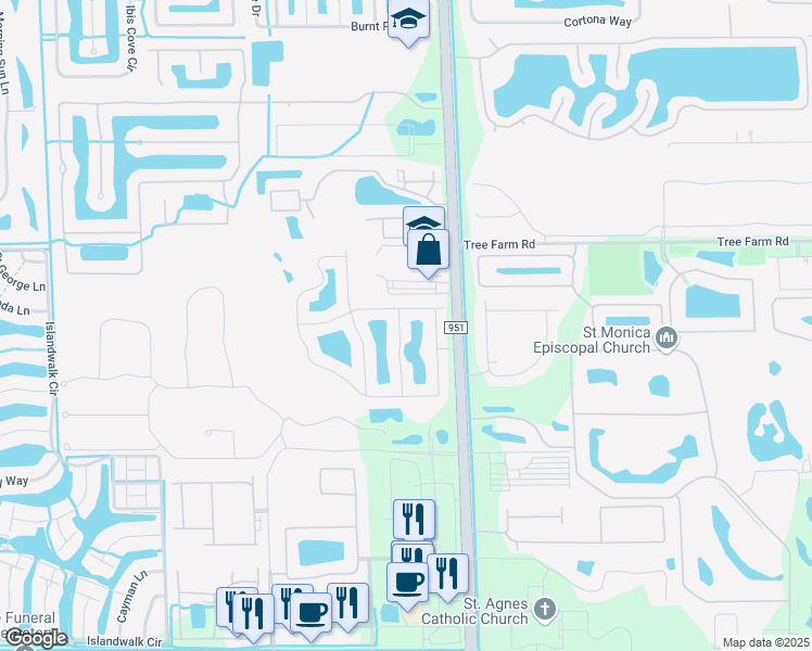 map of restaurants, bars, coffee shops, grocery stores, and more near 14764 Pinnacle Place in Naples