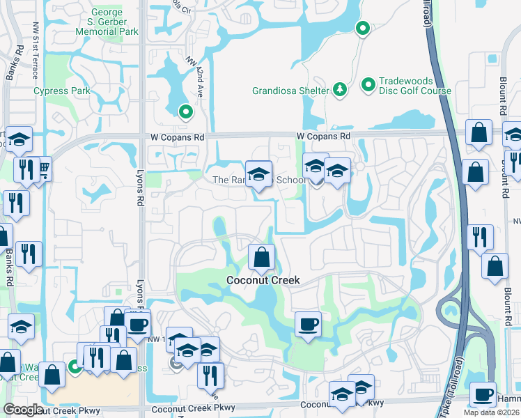map of restaurants, bars, coffee shops, grocery stores, and more near in Pompano Beach