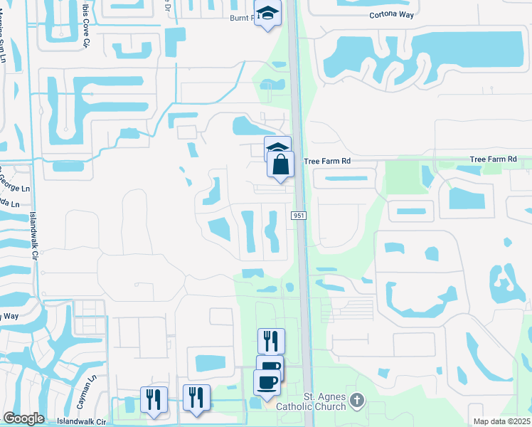map of restaurants, bars, coffee shops, grocery stores, and more near 14640 Sutherland Avenue in Naples