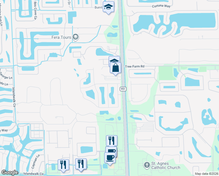 map of restaurants, bars, coffee shops, grocery stores, and more near 14764 Pinnacle Place in Naples