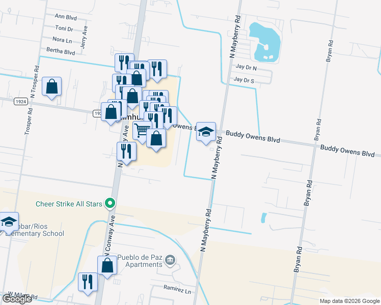 map of restaurants, bars, coffee shops, grocery stores, and more near 3 Mile Road in Mission