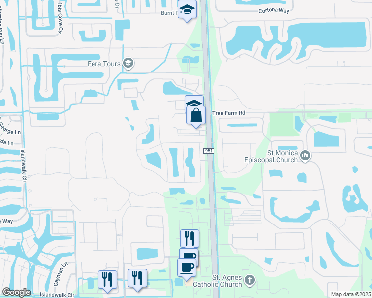 map of restaurants, bars, coffee shops, grocery stores, and more near 14640 Sutherland Avenue in Naples