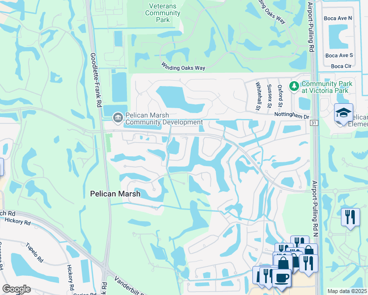 map of restaurants, bars, coffee shops, grocery stores, and more near 1815 Seville Boulevard in Naples