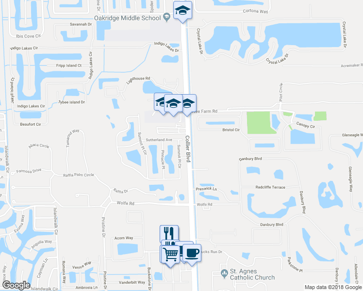 map of restaurants, bars, coffee shops, grocery stores, and more near 14912 Summit Place Circle in Naples