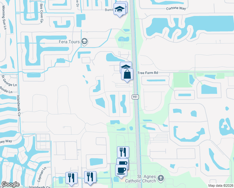 map of restaurants, bars, coffee shops, grocery stores, and more near 14704 Sutherland Avenue in Naples