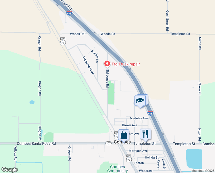map of restaurants, bars, coffee shops, grocery stores, and more near Sid Jones Rd in San Benito