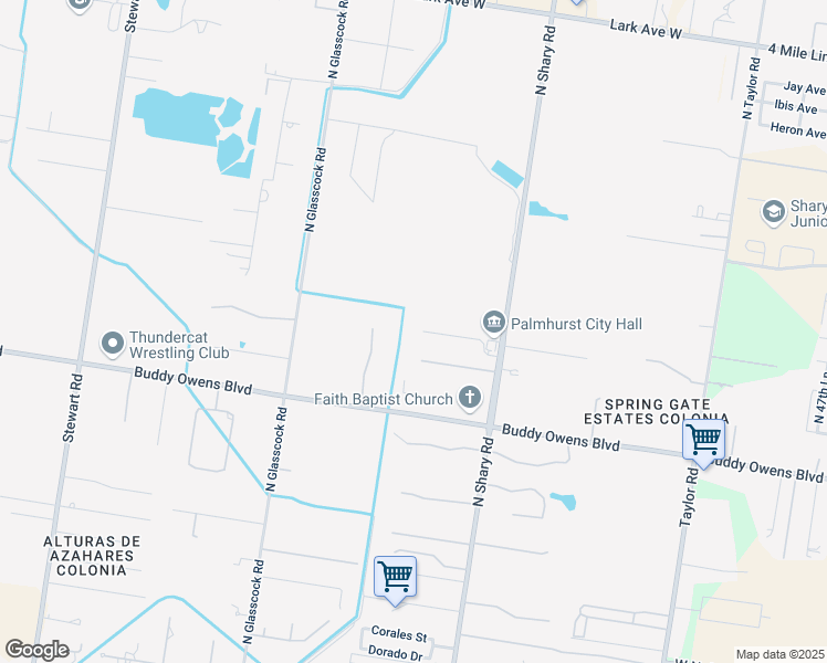 map of restaurants, bars, coffee shops, grocery stores, and more near 2320 Devries Lane in Palmhurst
