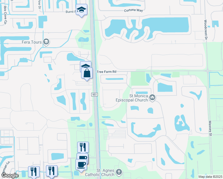 map of restaurants, bars, coffee shops, grocery stores, and more near 14720 Collier Boulevard in Naples