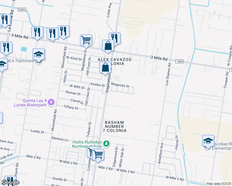 map of restaurants, bars, coffee shops, grocery stores, and more near 1801 Azalea Street in Mission