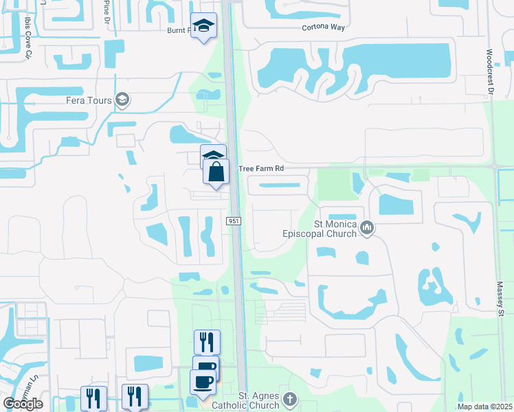 map of restaurants, bars, coffee shops, grocery stores, and more near 14720 Collier Boulevard in Naples