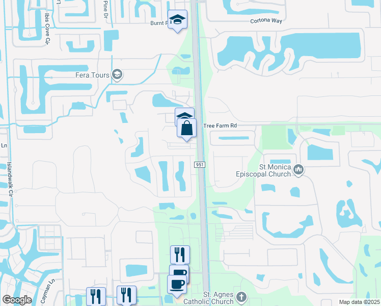 map of restaurants, bars, coffee shops, grocery stores, and more near 14640 Sutherland Avenue in Naples