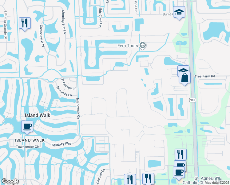 map of restaurants, bars, coffee shops, grocery stores, and more near 4535 Tamarind Way in Naples