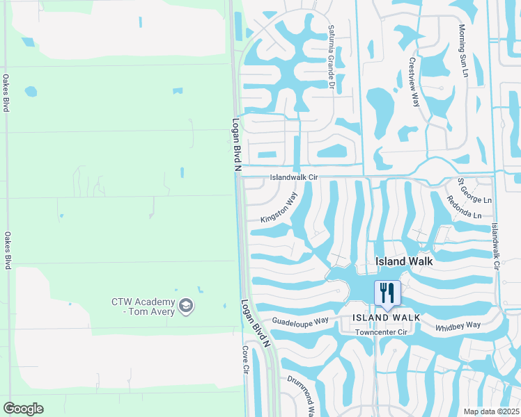 map of restaurants, bars, coffee shops, grocery stores, and more near 4954 Kingston Way in Naples