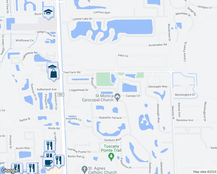 map of restaurants, bars, coffee shops, grocery stores, and more near 7927 Bristol Circle in Naples