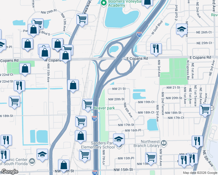 map of restaurants, bars, coffee shops, grocery stores, and more near 681 Northwest 20th Court in Pompano Beach