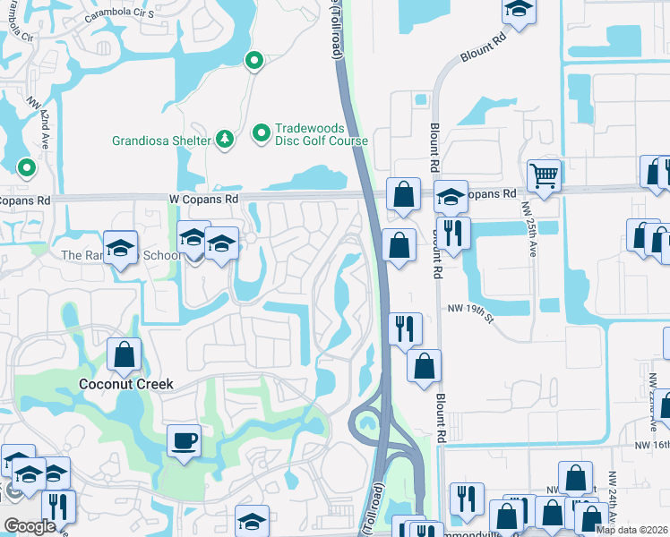 map of restaurants, bars, coffee shops, grocery stores, and more near 1803 Eleuthera Point in Coconut Creek