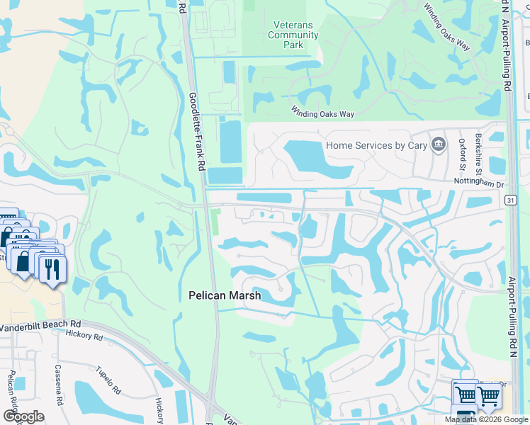 map of restaurants, bars, coffee shops, grocery stores, and more near 1585 Clermont Drive in Naples